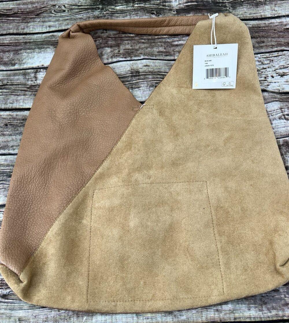 Shiraleah Arden Tote 20” Tan Vegan Suede Leather Bag Chic & Spacious Handbag